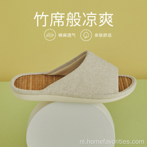 Unisex zomer linnen bamboe mat sandalen en slippers